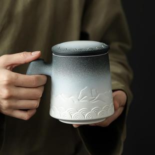 办公室团建礼品过滤内胆带盖 陶瓷茶水分离泡茶杯子私人定LOGO男士