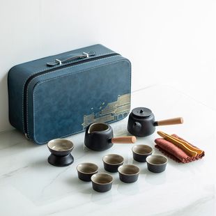 日式 包 旅行功夫茶具小套装 家用简约泡茶壶陶瓷茶杯户外茶盘便携式