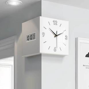 客厅转角双面挂钟万年历电子屏时钟2026新款家用液晶拐角钟表挂墙