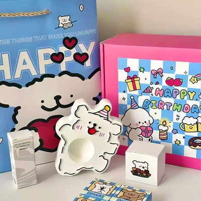 线条快乐小狗香薰蜡烛礼盒