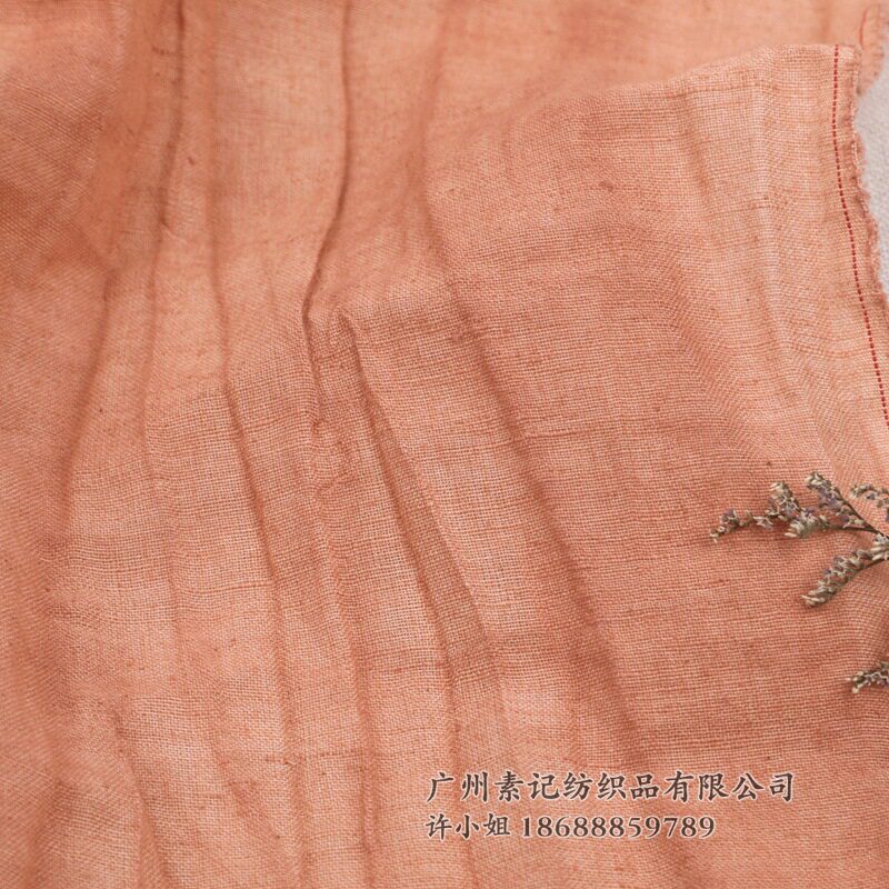 7708# 亚麻棉布料 不规则压皱旧感纹理 男女服装面料 纯色多款选