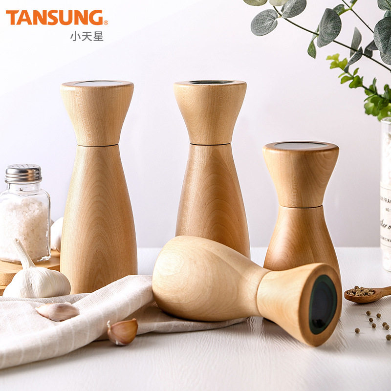 木制手动胡椒磨器 胡椒粉研磨器陶瓷磨芯 厨房调料瓶研磨器批发