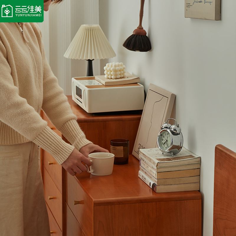 ?全实木斗柜樱桃木色客厅边柜家用收纳柜卧室抽屉柜简约现代储