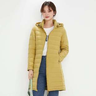 2025年无缝新款轻薄羽绒服女中长款白鸭绒韩版轻便显瘦外套脱卸帽