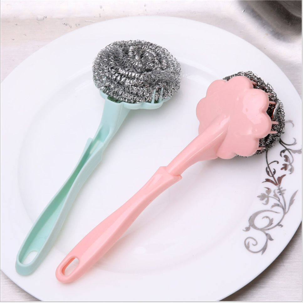 厨房不锈钢梅花清洁球刷钢丝球带手柄刷子刷洗碗洗锅刷长柄设计,家庭/个人清洁工具,厨房用刷,淘宝优惠券,粉丝福利购,淘宝优惠卷