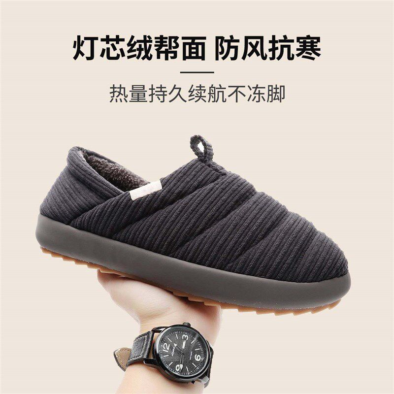 中老年人棉鞋防滑男士冬季居家室内妈妈加绒加厚保暖包跟棉拖鞋女