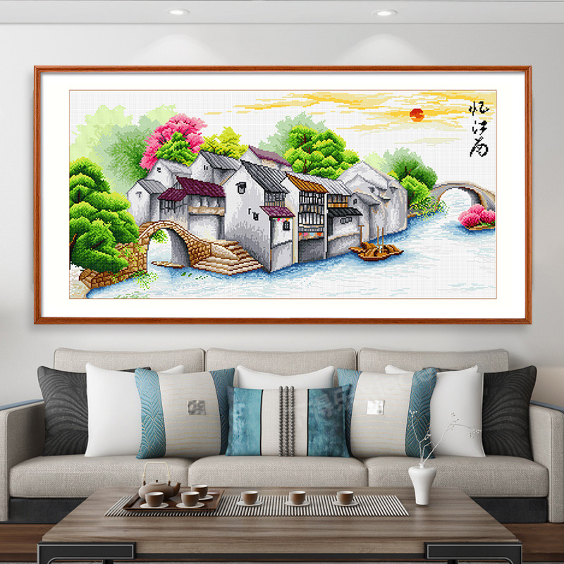 十字绣新款线绣简约现代客厅卧室玄关忆江南挂画风景系列刺绣
