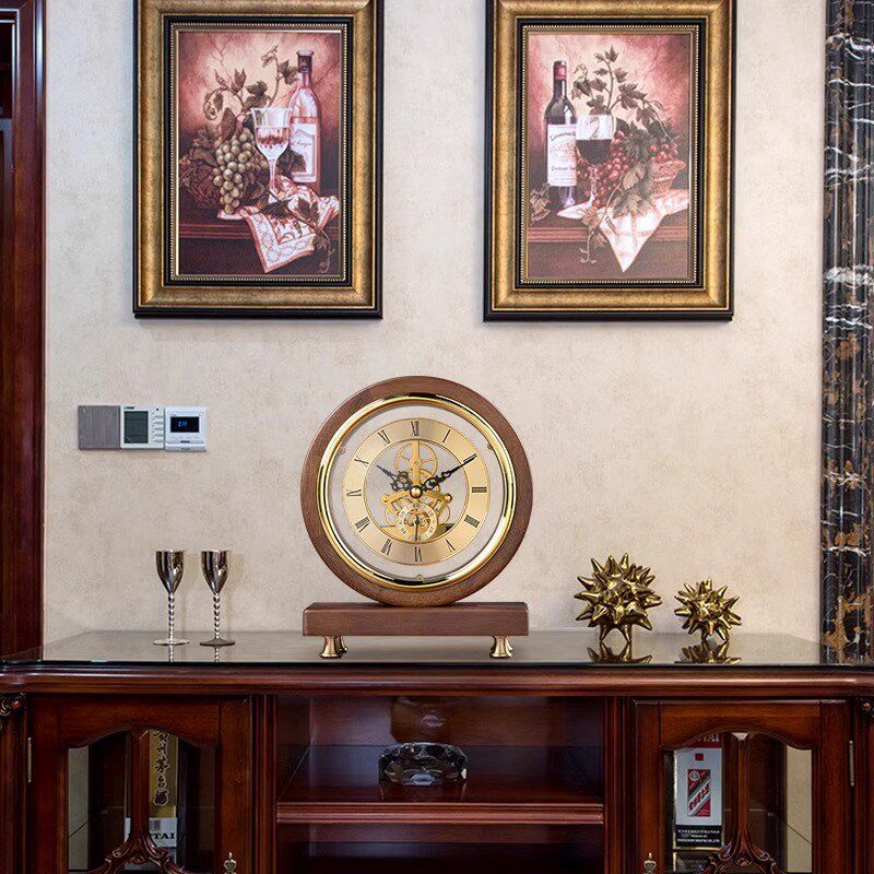 威弗列德客厅桌面摆台式钟表高端大气时钟实木台钟复古机械座钟