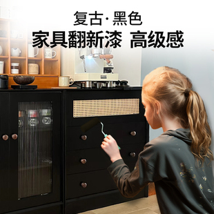 三清漆黑色家俱翻新漆旧柜子改色黑漆木头木柜自刷哑光油漆木器漆
