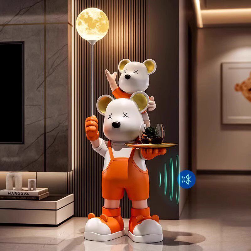 客厅摆件高端大气上档次暴力熊沙发电视柜旁多功能大型落地装饰