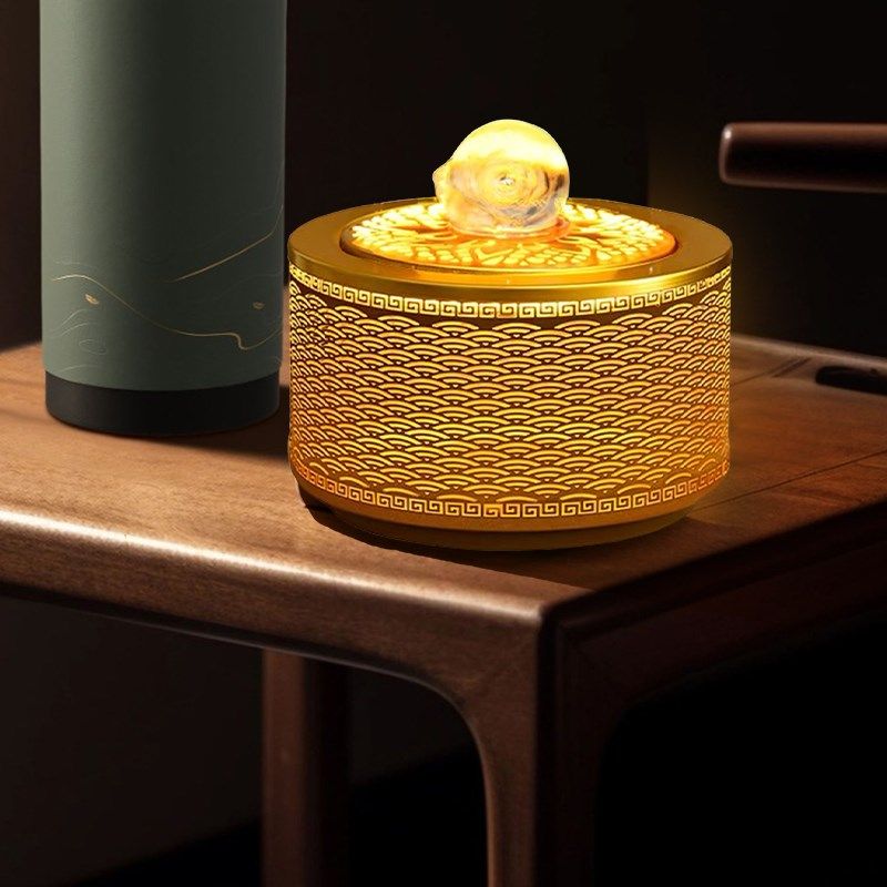 金属风水轮古铜色流水摆件小型水晶球办公室客厅桌面生财中式开业,家居饰品,装饰摆件,淘宝优惠券,粉丝福利购,淘宝优惠卷