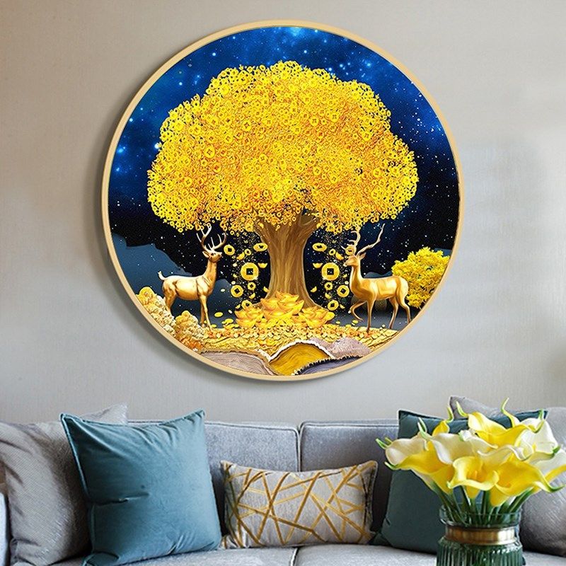 摇钱树钻石画玄关新款招财鹿黄金发财树满贴点钻十字绣砖石秀入户,居家布艺,钻石绣,淘宝优惠券,粉丝福利购,淘宝优惠卷