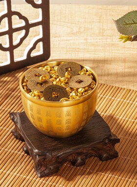 孟加拉赤金同款色百福缸聚宝盆底座百福招财缸居家办公金元宝招财