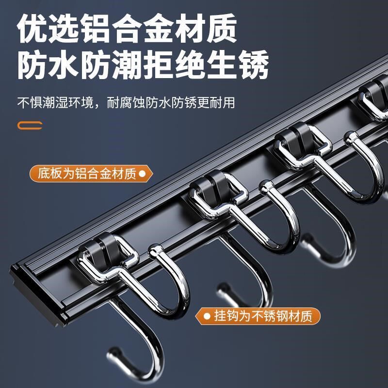 柜门升级利用!旋钮吸盘滑轨挂钩厨房收纳架橱柜门内侧管道脸盆架