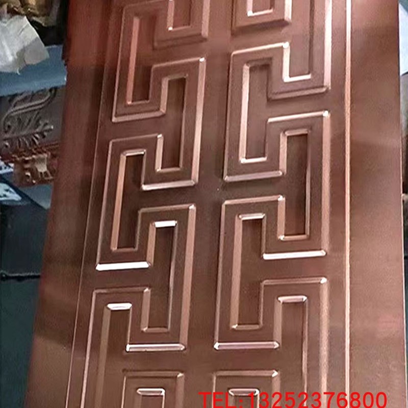 纯铜回纹线条中式仿红古铜色腰线室外凉亭M装饰T不锈钢万字纹收边