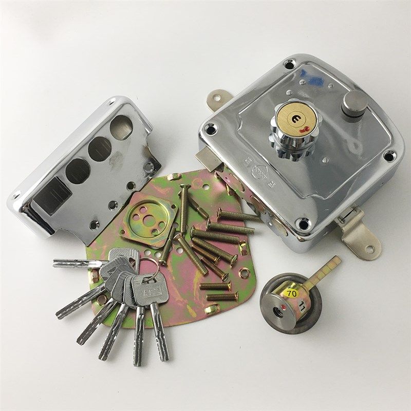 。老式外装天地锁安防盼盼门锁防盗门锁大天地锁背面包锁四孔铁门,基础建材,机械门锁,淘宝优惠券,粉丝福利购,淘宝优惠卷