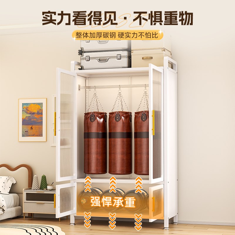 简易衣柜卧室家用出租房小户型收纳柜子组K装金属儿童宝宝铁艺衣