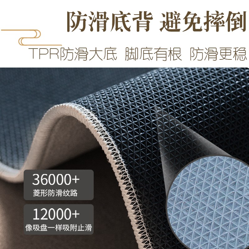 新中式厨房地垫h可擦耐脏地毯可定制地垫吸水防油长条门垫圈绒材