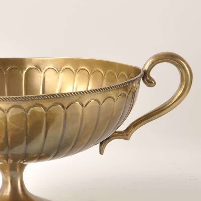 高端大气会所别墅样板间全黄铜双耳大号水果盘果盆果篓餐桌摆件设,家居饰品,果盘/果篓,淘宝优惠券,粉丝福利购,淘宝优惠卷