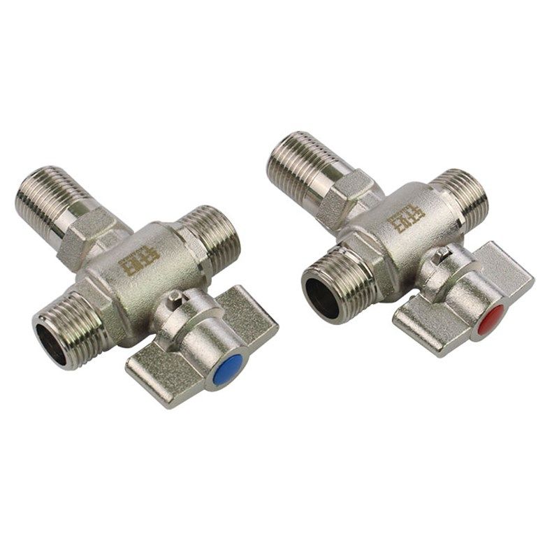 全铜4分三通球阀角阀1/2一进二出大流量双出水球阀三角阀