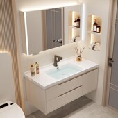 定制奶油风橡木陶瓷一体盆浴室柜组合78cm88厘米98 108公分洗漱台