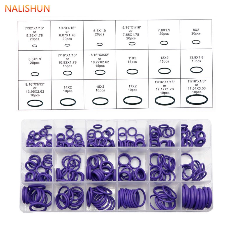 270pc丁晴氟胶密封圈O型橡胶圈汽车J空调压缩机密封件垫圈修理盒
