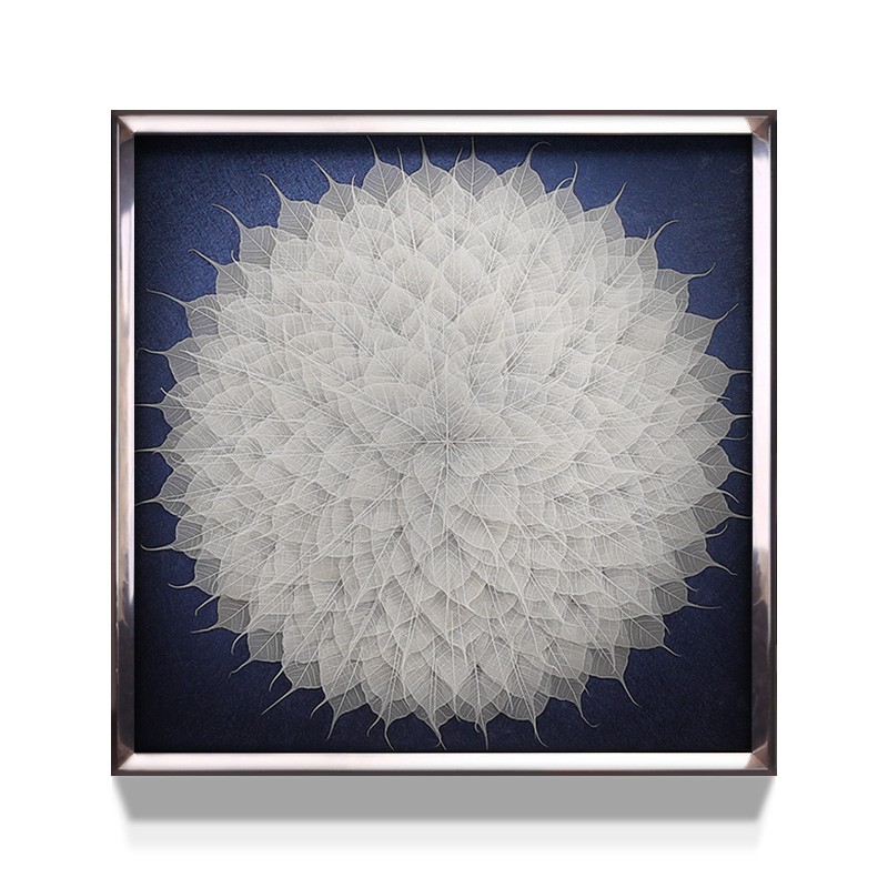 菩提树叶电表箱装饰画推拉液压配电箱墙画电源开关遮挡高级感挂画