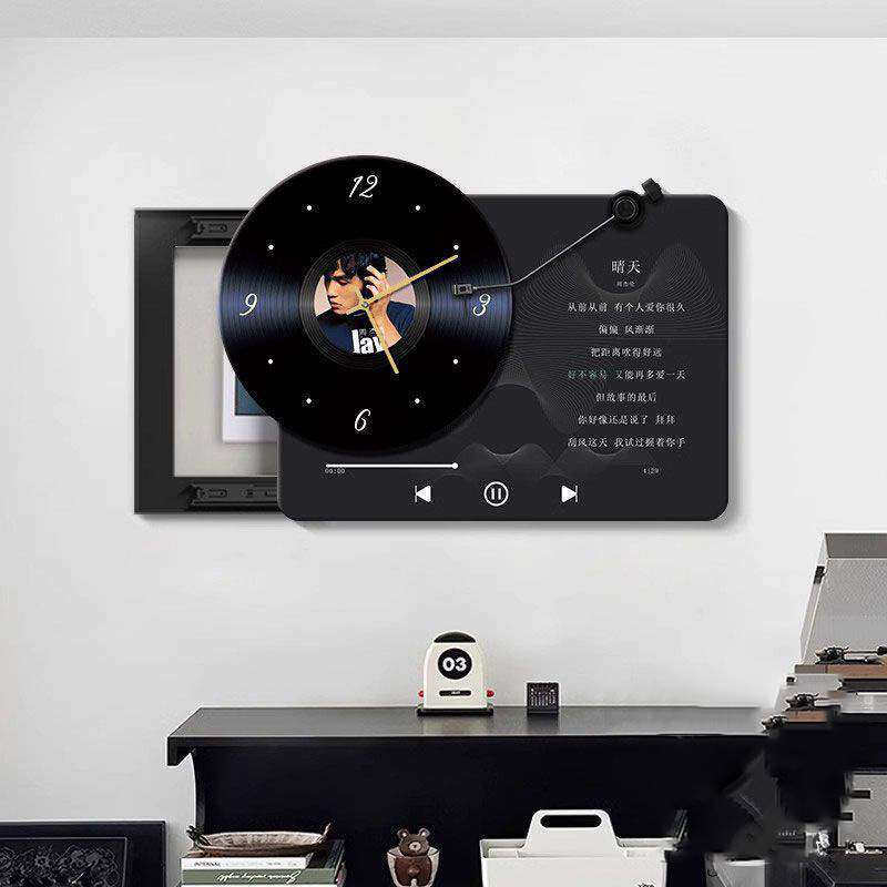 周杰伦JAY电表箱装饰画现代复古高级感带钟表强弱配电箱遮挡挂画