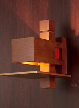 中古Frank taliesin中式阳台复古侘寂原木流水别墅设计师床头壁灯