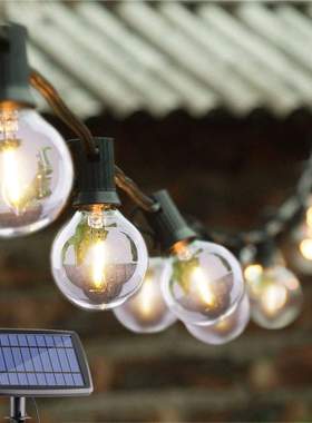 太阳能G40LED球泡2700K暖灯庭院户外USB充电3W高亮玻璃模式CE灯串