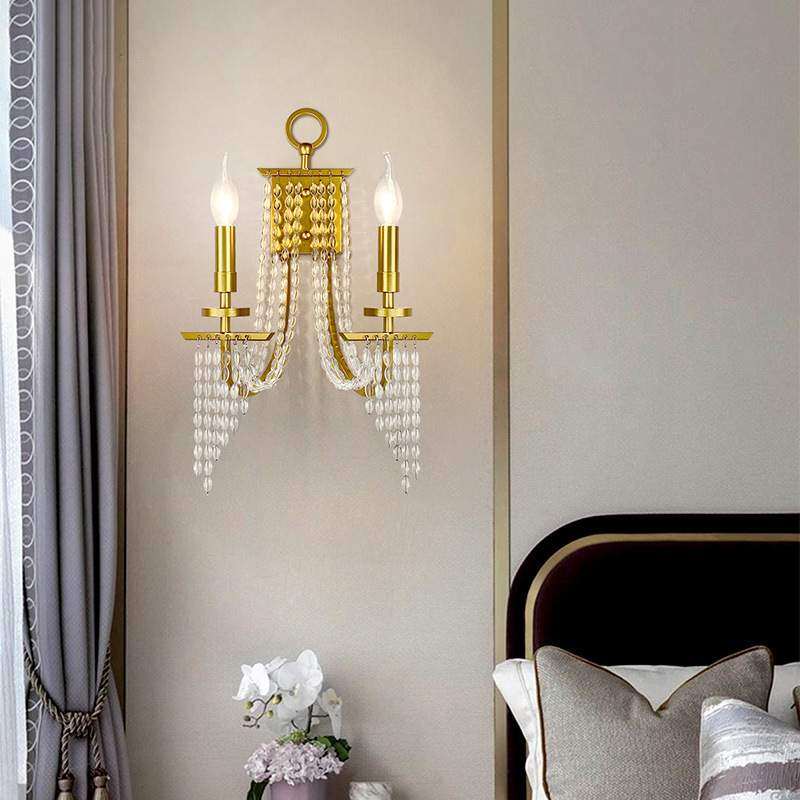 后现代简约壁灯餐厅客厅水晶壁灯别墅走廊过道金色铁艺墙壁装饰灯
