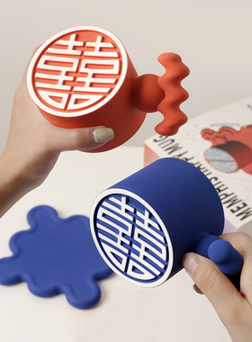 新中式陶瓷雕刻喜字情侣马克杯