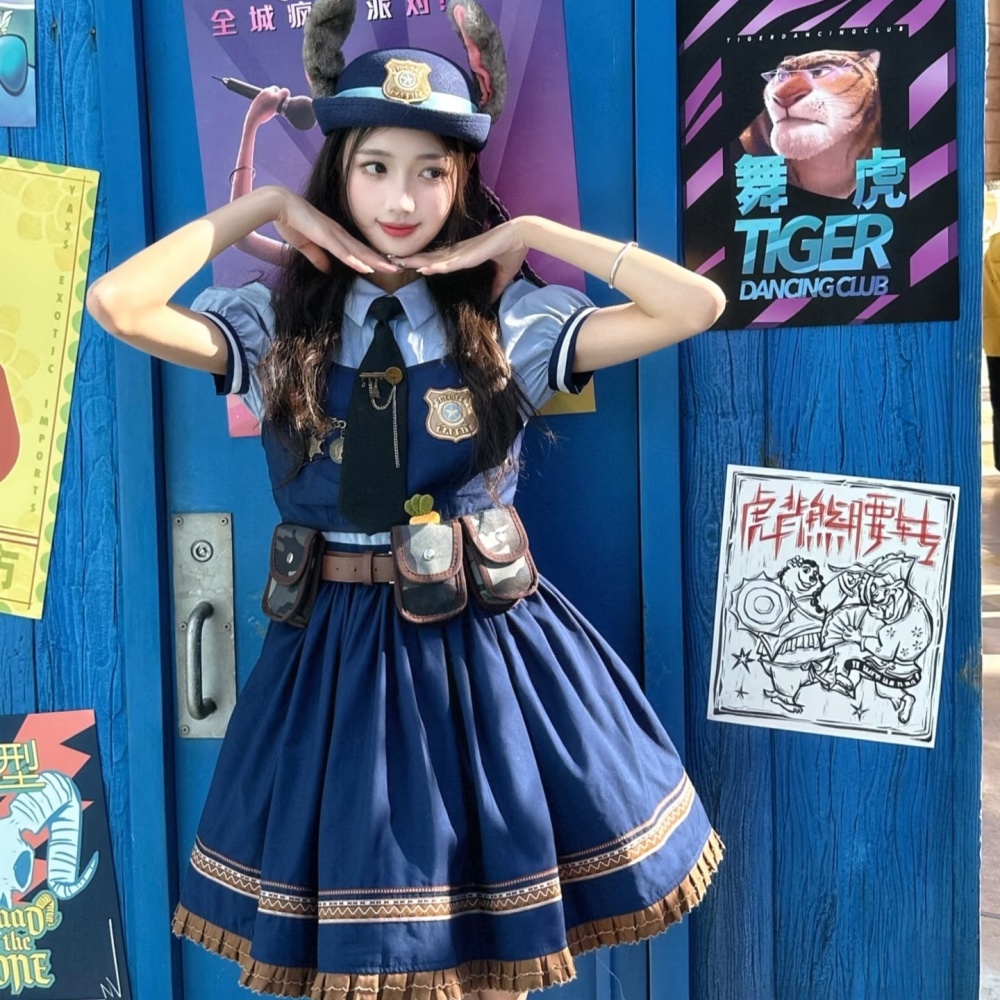 迪士尼穿搭朱迪兔子警官cos衣服洛丽塔公主裙圣诞节冬疯狂动物城