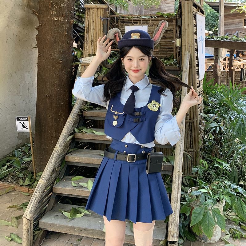 疯狂动物城迪士尼穿搭朱迪兔子警官cos衣服百褶裙子套装成人秋冬