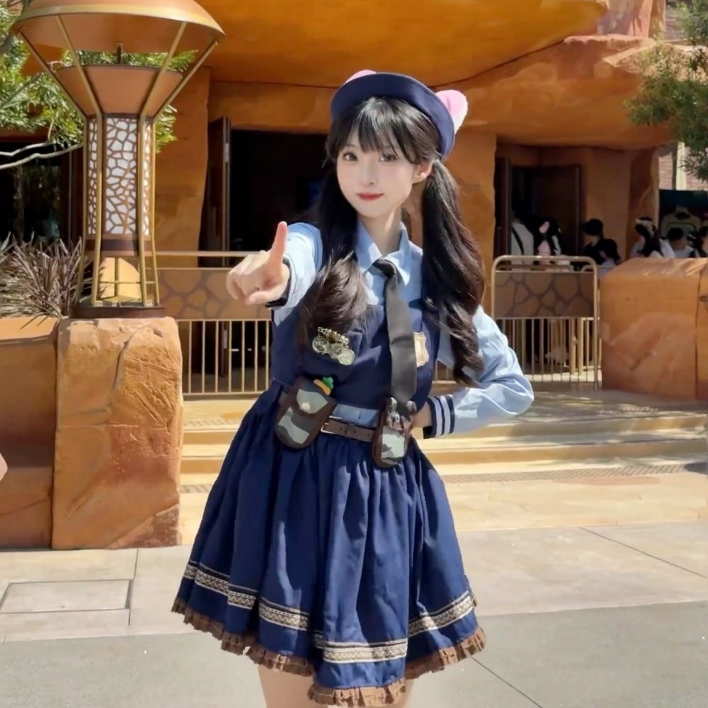 迪士尼穿搭朱迪兔子警官cos公主裙新款衣服洛丽塔成人疯狂动物城