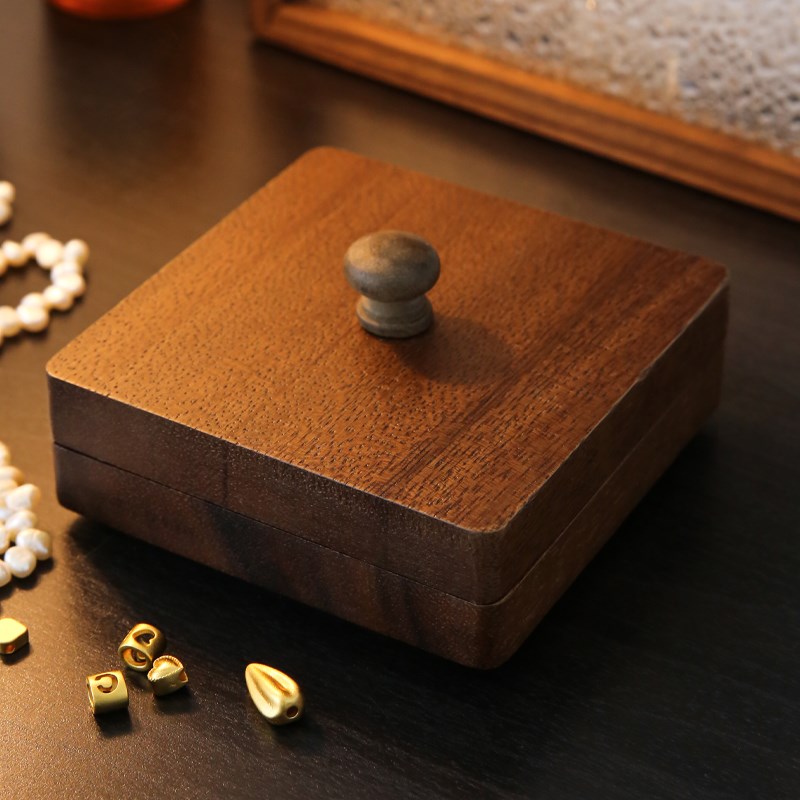 胡桃木磁吸小金豆豆收纳盒1克黄金转运珠10g金条S首饰攒金子收藏