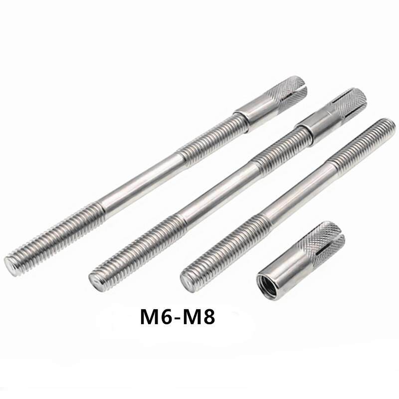 304不锈钢一字隔板置物架固定丝杆/内顶爆隐形膨胀螺丝螺栓m6m8