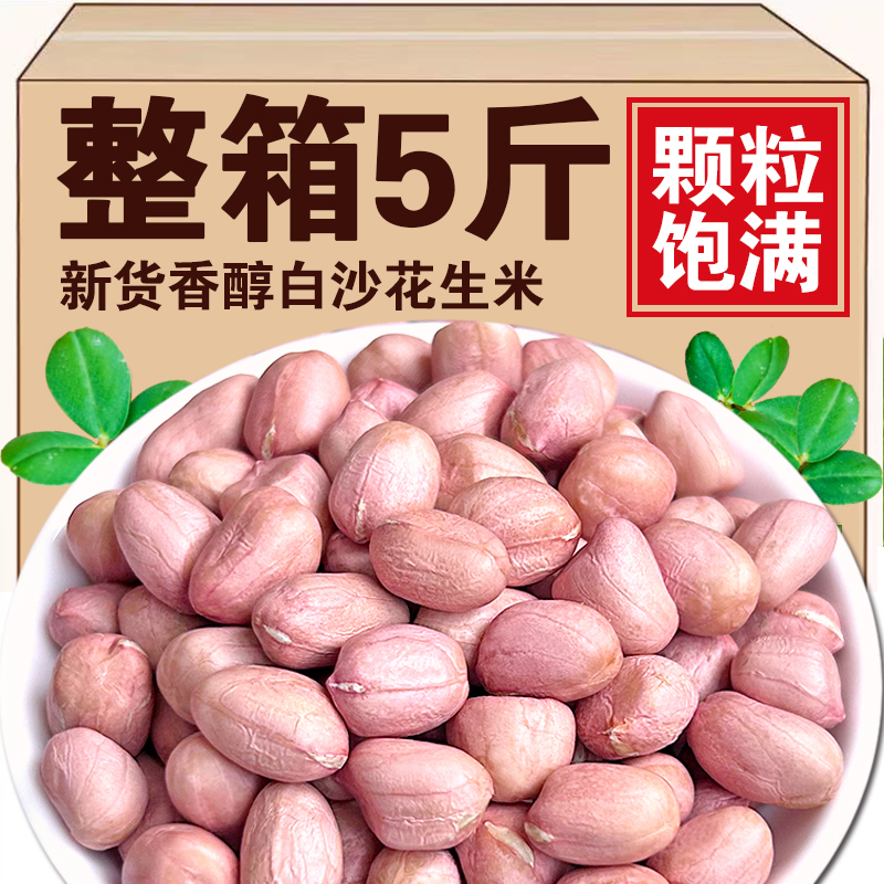 2025年新货白沙花生米5斤精选大粒新鲜花生米粉皮花生榨油花生仁