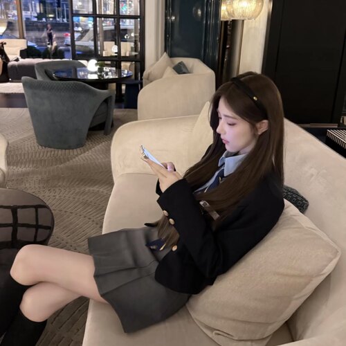 韩剧同款JK制服西装外套百褶裙