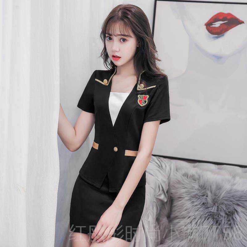 新款足浴技服女性大码2020夏装酒店工作服空姐服瘦工衣感师公主显