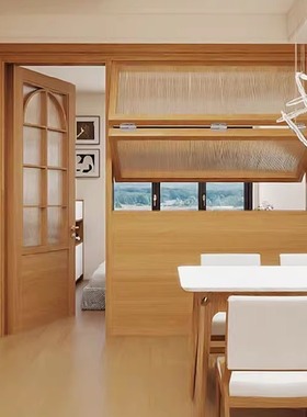 实木门窗折叠窗卧室门定制简约原木风客厅书房推拉门隔断门平开门