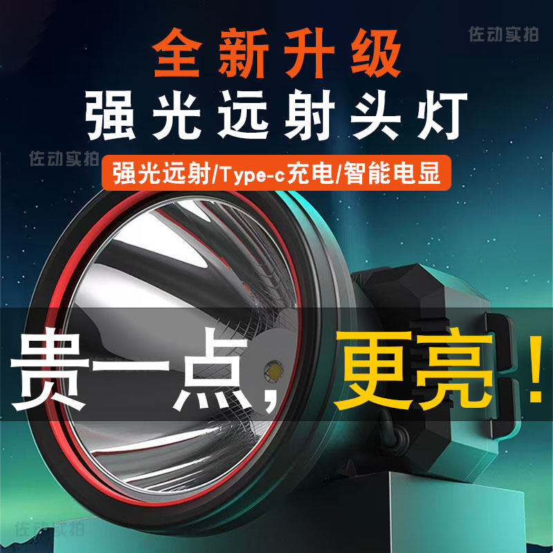 2026新款头灯超长续航头戴式户外照明矿灯钓鱼专用强光强亮手电筒