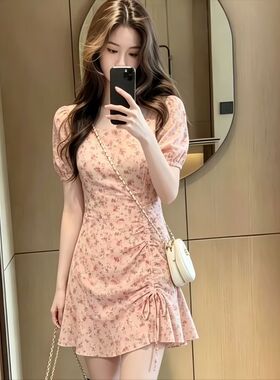 CC2026夏季法式绝美连衣裙女气质收腰长裙茶歇裙