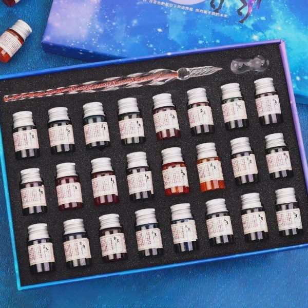 水晶笔流沙笔玻璃笔十二星座彩墨钢笔星空玻璃笔学生水蘸古风网红