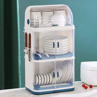 家用沥水餐具防尘塑料置物碗柜沥水碗架双层收纳发带盖代厨房碗碟