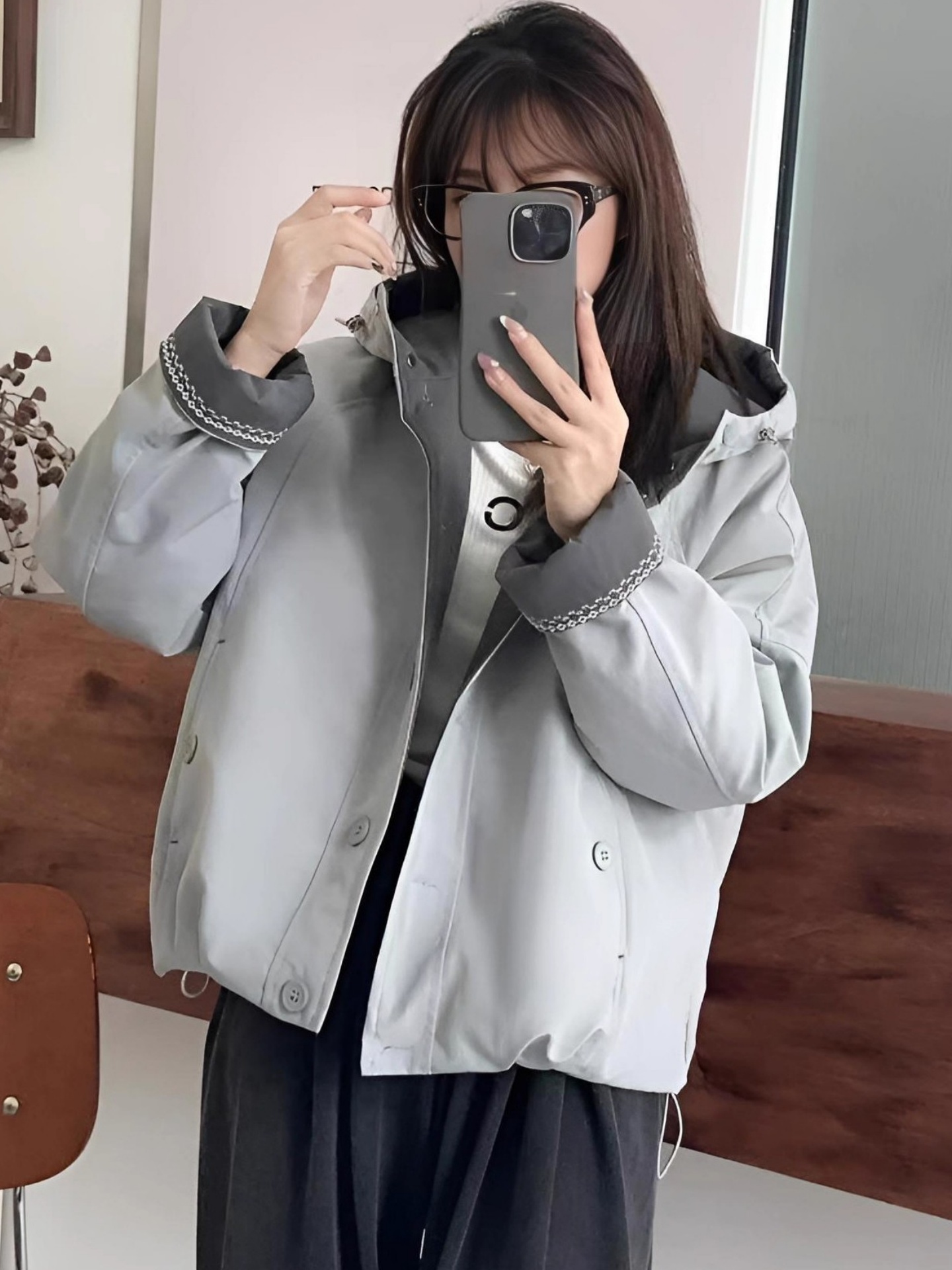 韩版连帽短款棉服女秋冬季休闲保暖加棉外套显瘦棉衣宽松夹克上衣