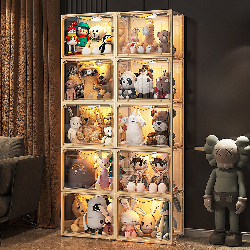 娃娃收纳盒展示柜模型手办展示架子仿亚克力透Q明毛绒玩偶公仔盲