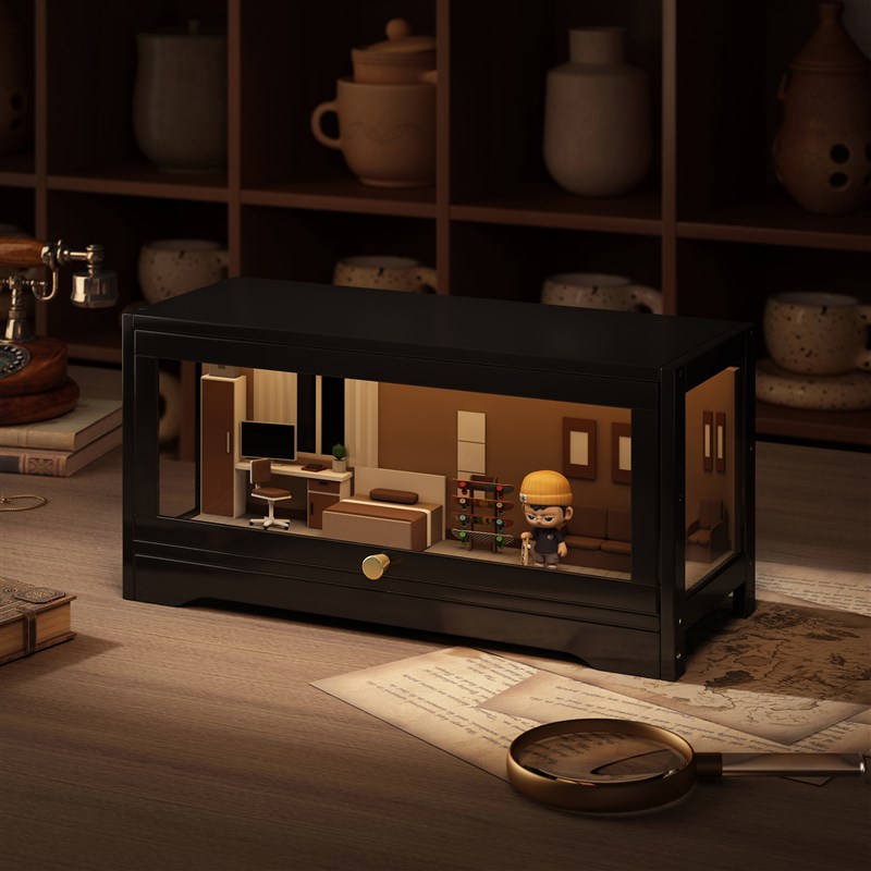 微缩造景模型展示盒适用若来超级世界Fdiy场景小屋盲盒手办收纳柜