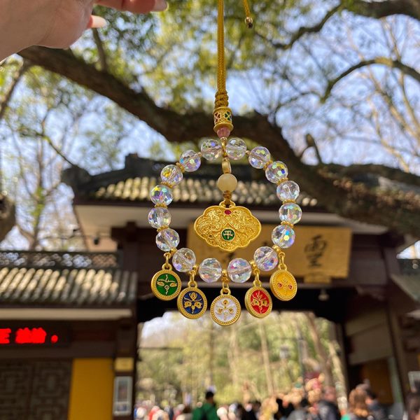 灵隐车挂五财神路杭州车饰琉璃财彩精美福高档包挂件平安算盘纳五