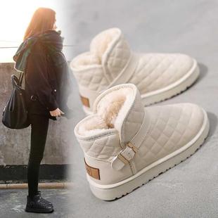 新款 洋气时尚 棉鞋 子 雪地靴女2024年冬季 加绒加厚防水短靴子女款 鞋
